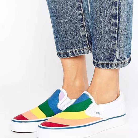 Vans Men's Classic Slip-On (Rainbow) True White - Picture 9 of 9